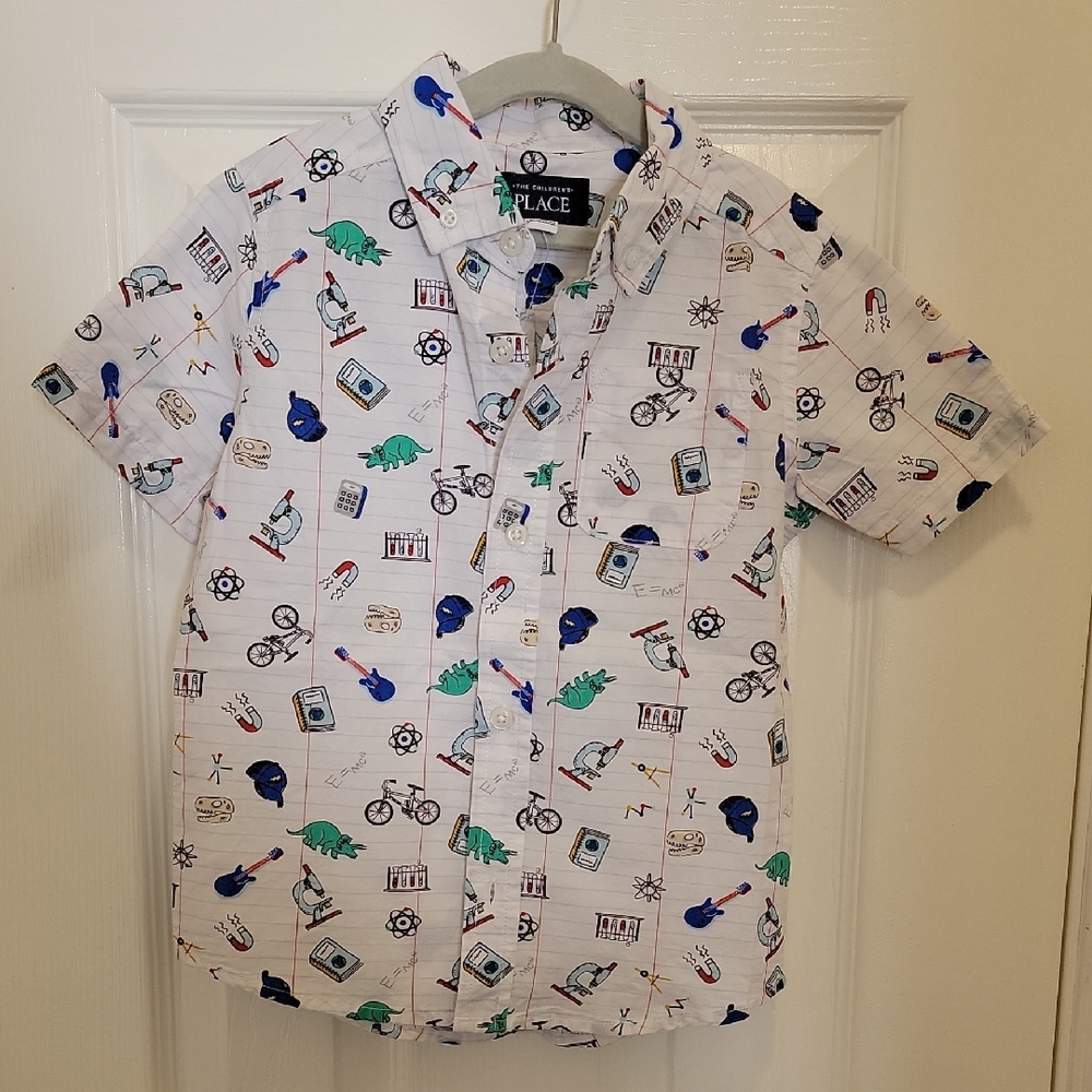 Children's Place White Short Sleeve Shirt with Fun Print